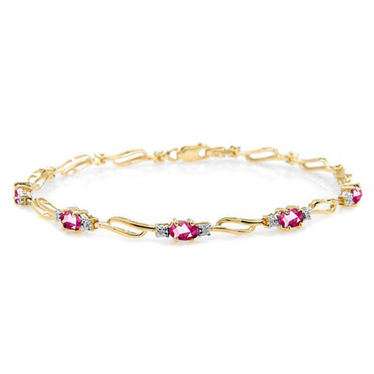 3.39 Carat 14K Solid Gold Bracelet Pink Topaz Diamond
