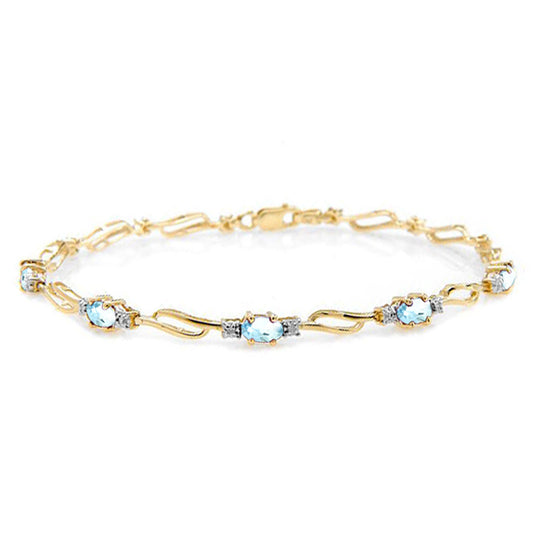 3.39 Carat 14K Solid Gold Love Is Free Aquamarine Diamond Bracelet