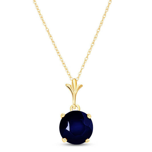 1.65 Carat 14k Solid Gold Solo Sphere Sapphire Necklace