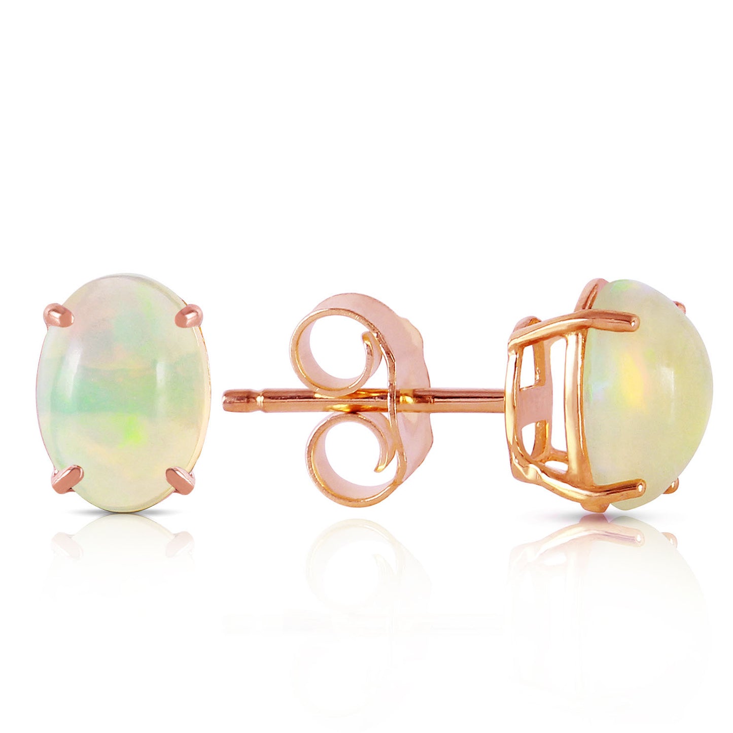 Sleek Oval Opal Earrings