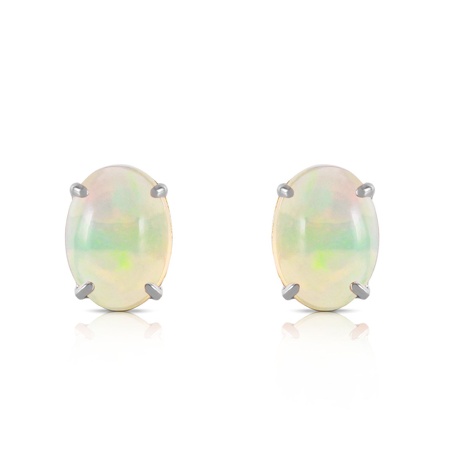 Sleek Oval Opal Earrings