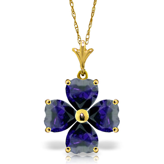 3.6 Carat 14k Solid Gold Shades Of Night Sapphire Necklace
