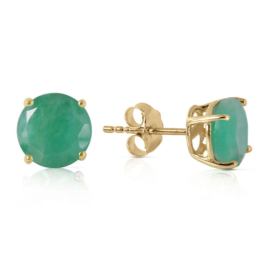 3.3 Carat 14k Solid Gold Stud Luminous Orb Emerald Earrings