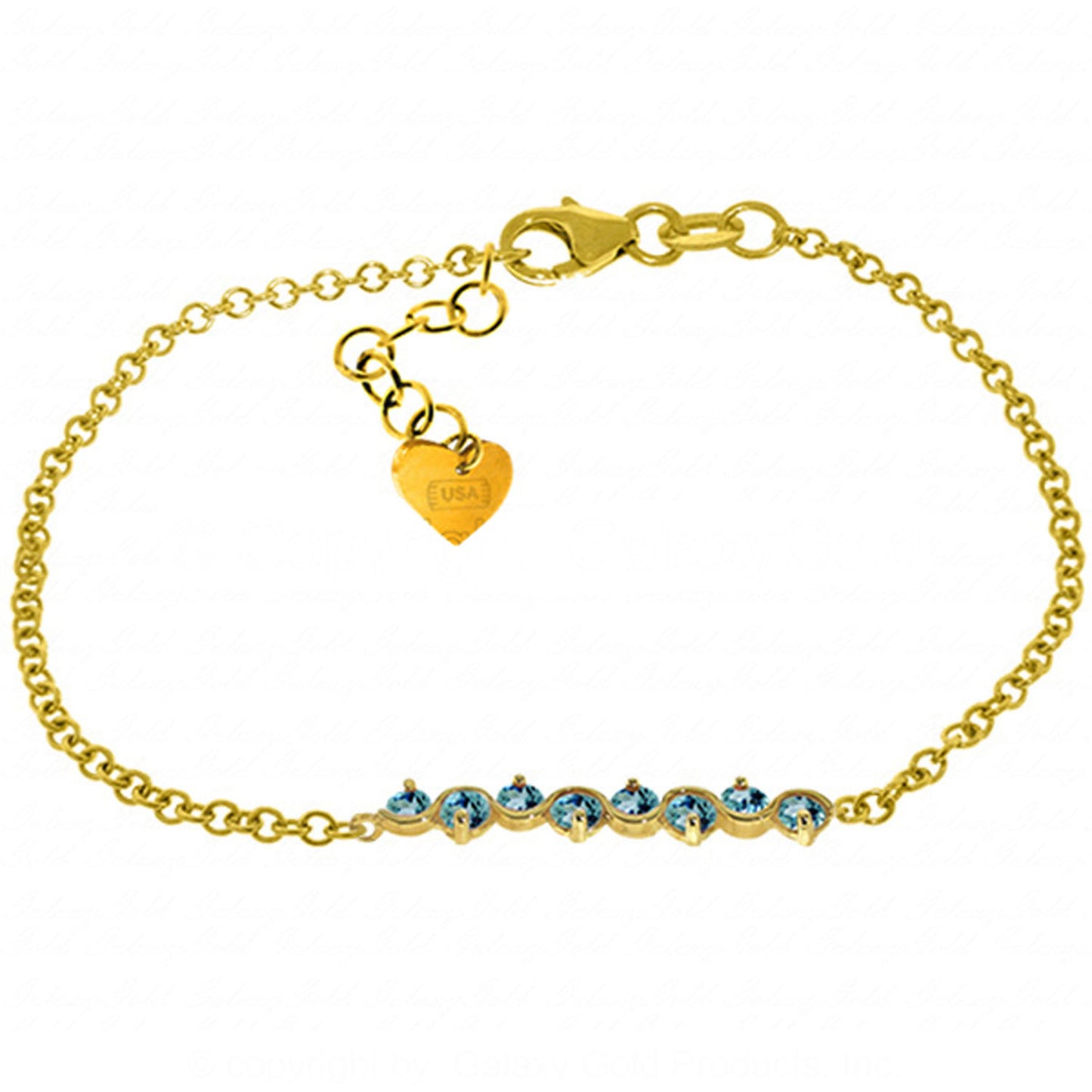 1.55 Carat 14K Solid Gold Bracelet Natural Blue Topaz
