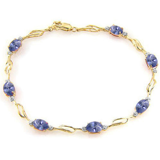 14K Solid Gold Bracelet w/ Tanzanite & Diamonds