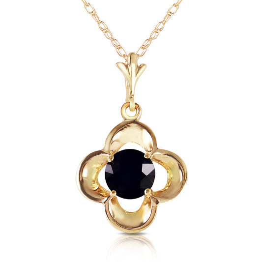 14k Solid Gold Necklace Bloomstone Blossom Natural Black Diamond
