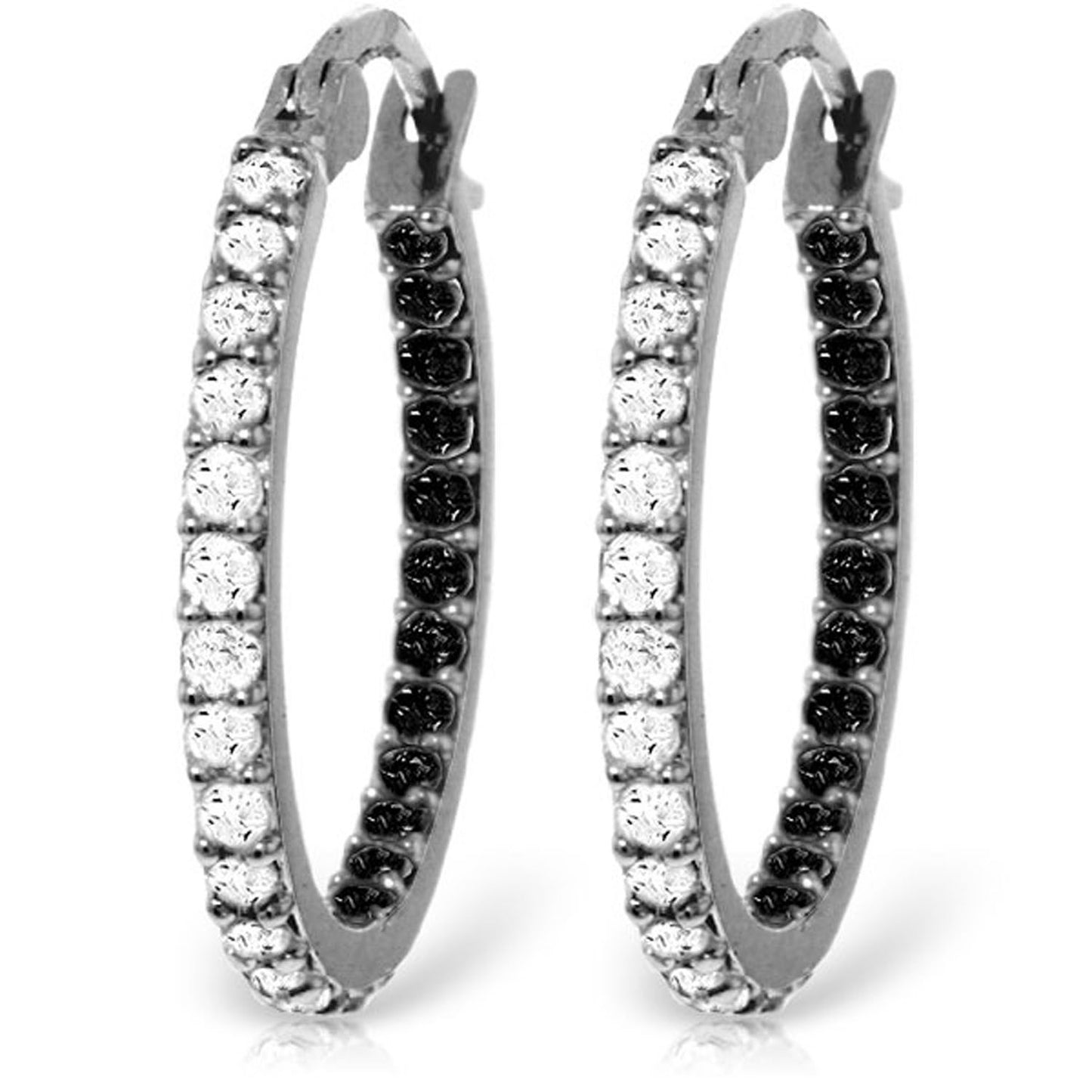 Double Allure White and Black Diamond Hoop Earrings