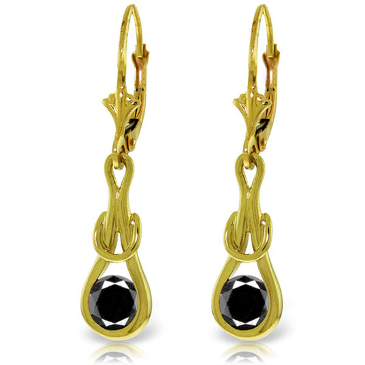 1 Carat 14k Solid Gold Lockstone Black Diamond Earrings