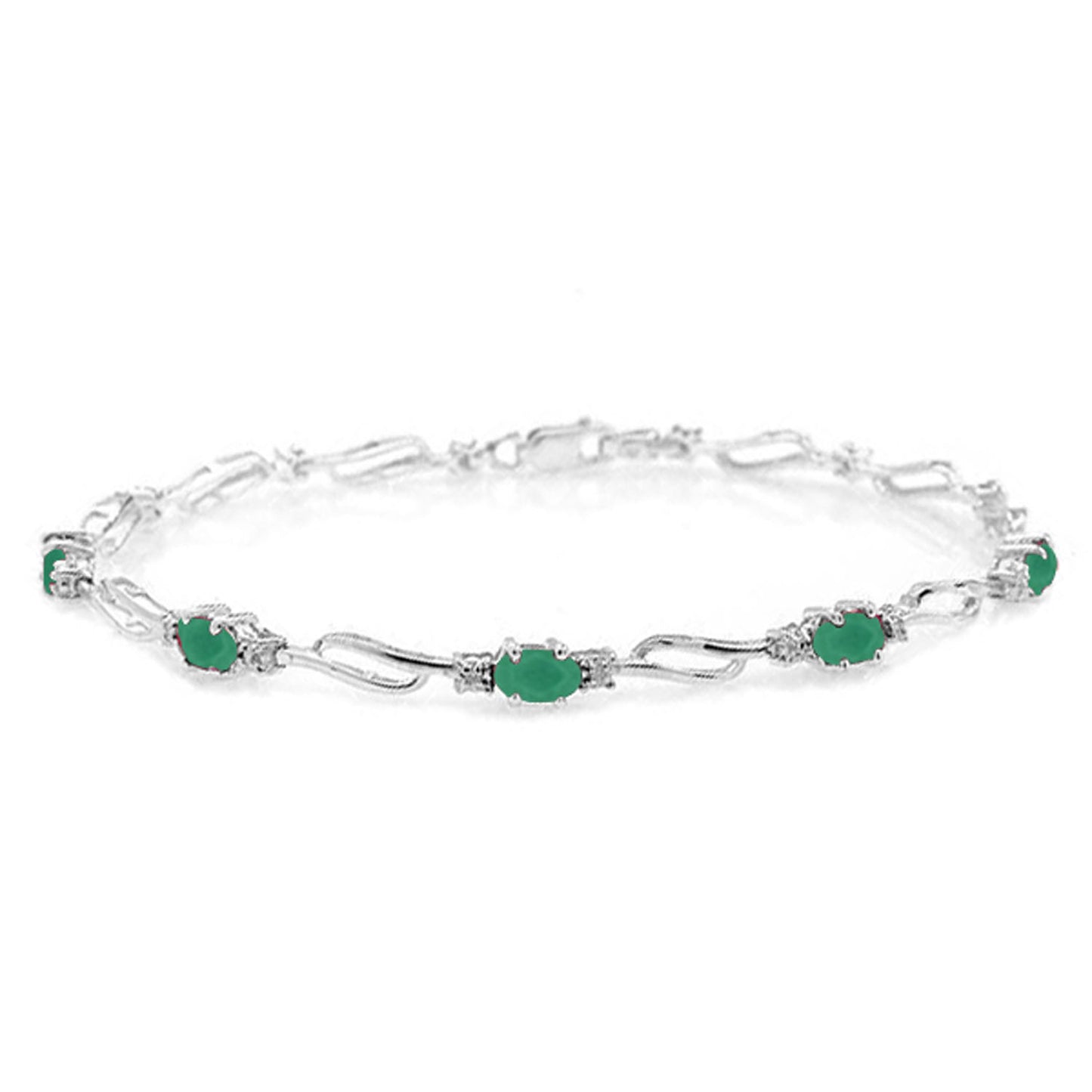 14K Solid Gold Bracelet w/ Emeralds & Diamonds