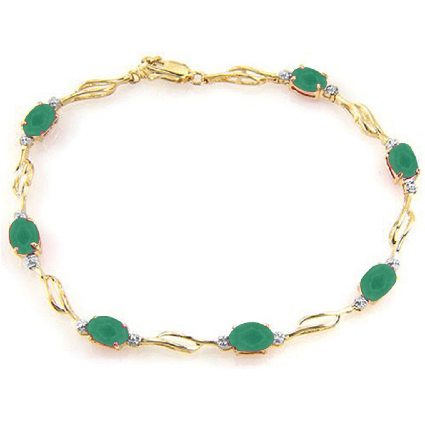 14K Solid Gold Bracelet w/ Emeralds & Diamonds