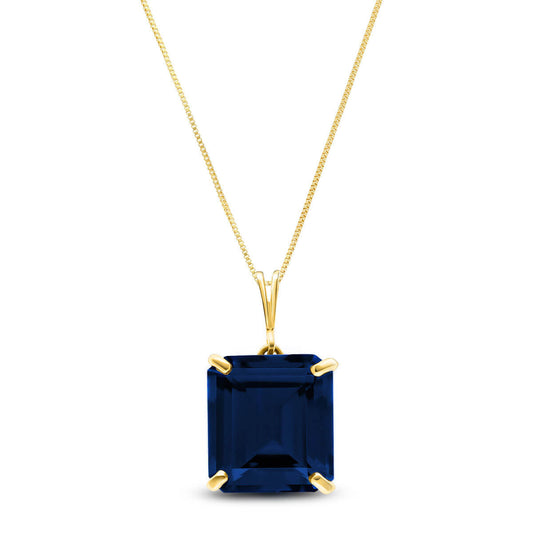 14k Solid Gold Necklace With Octagon Natural Sapphire