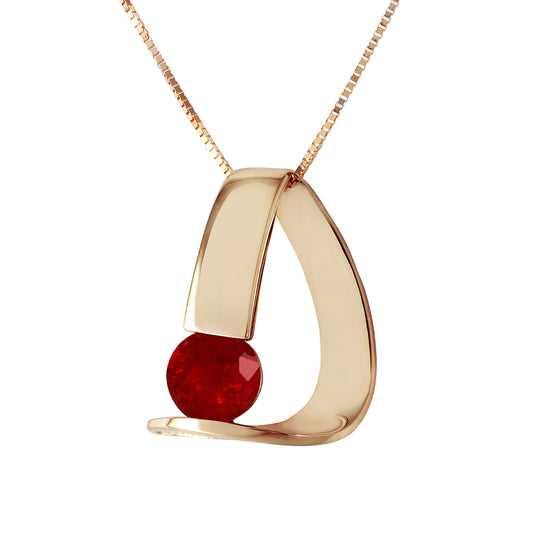 14k Solid Gold Zen Charm Ruby Necklace