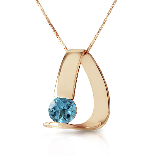 14k Solid Gold Zen Charm Blue Topaz Necklace