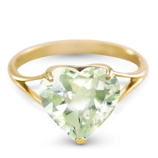 Lovers Heart Green Amethyst Ring