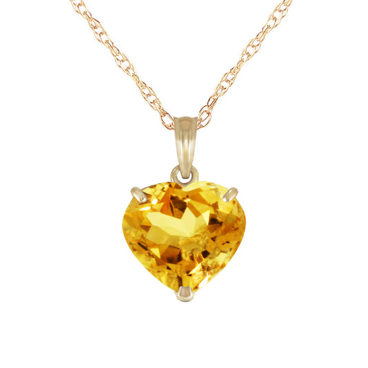 14k Solid Gold Necklace With Heart Citrine