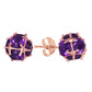 14k Solid Gold Radiant Orb Amethyst Earrings