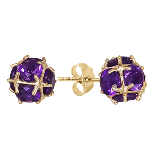 14k Solid Gold Radiant Orb Amethyst Earrings