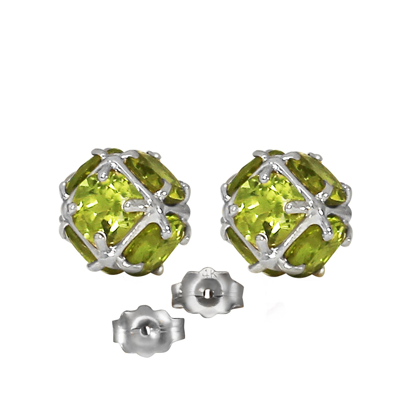 14K Solid Gold Stud Earrings w/ Natural Peridots