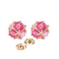 14k Solid Gold Radiant Orb Pink Topaz Earrings