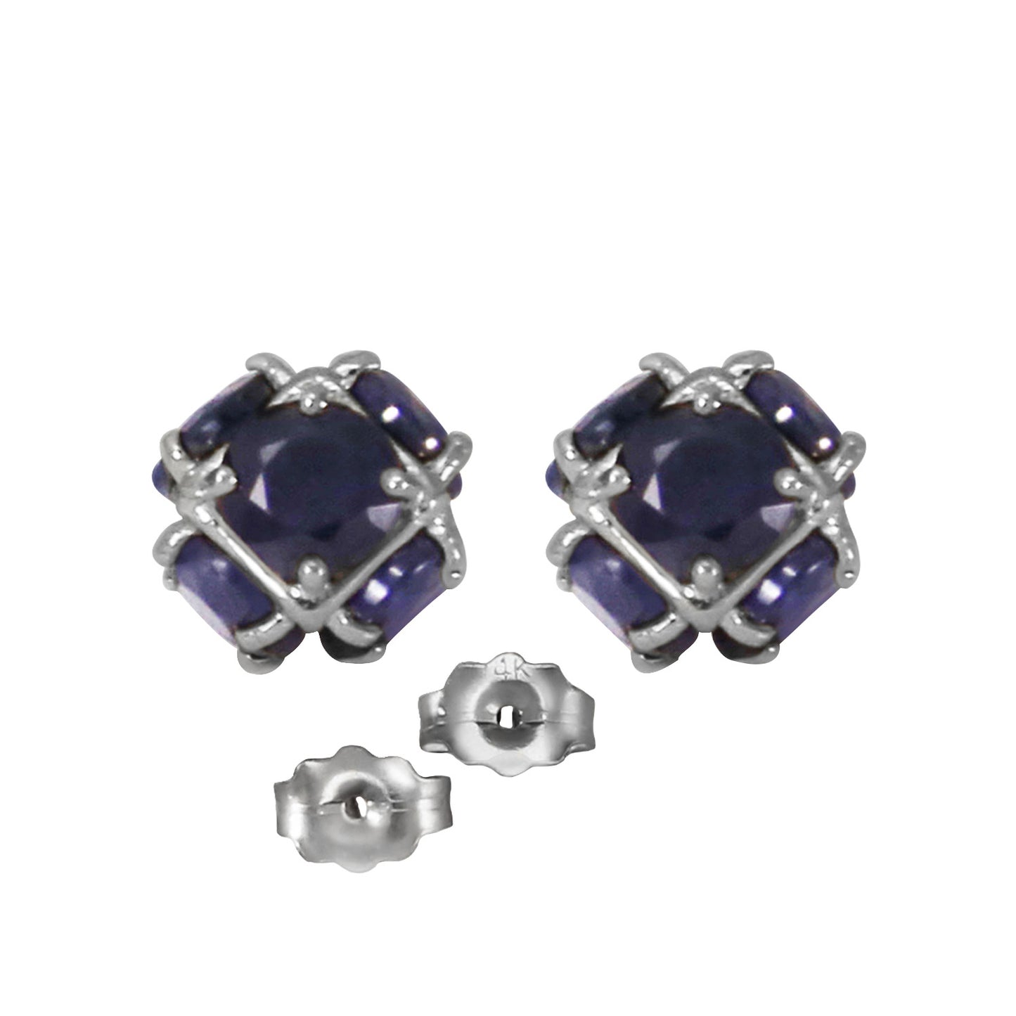 14k Solid Gold Radiant Orb Sapphire Earrings