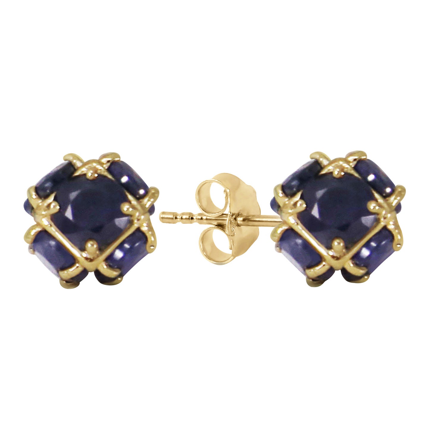 14k Solid Gold Radiant Orb Sapphire Earrings