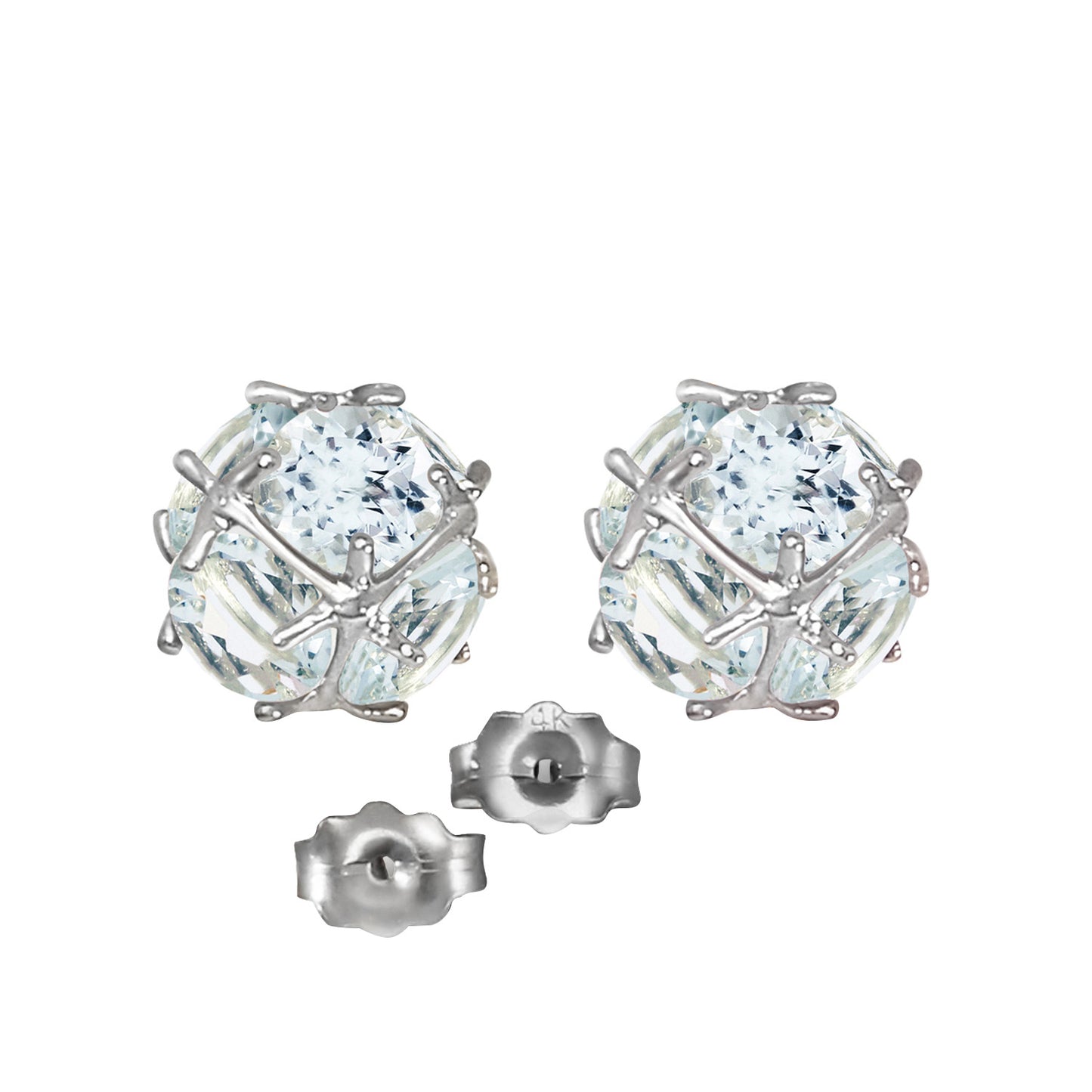 14k Solid Gold Radiant Orb Aquamarine Earrings