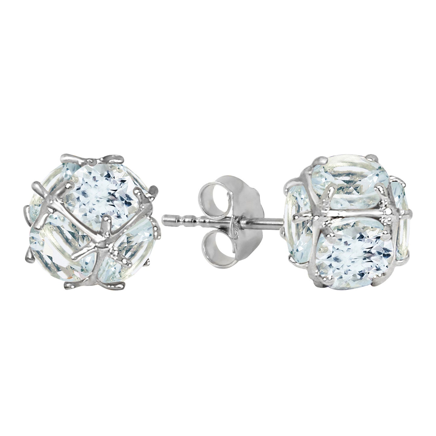 14k Solid Gold Radiant Orb Aquamarine Earrings