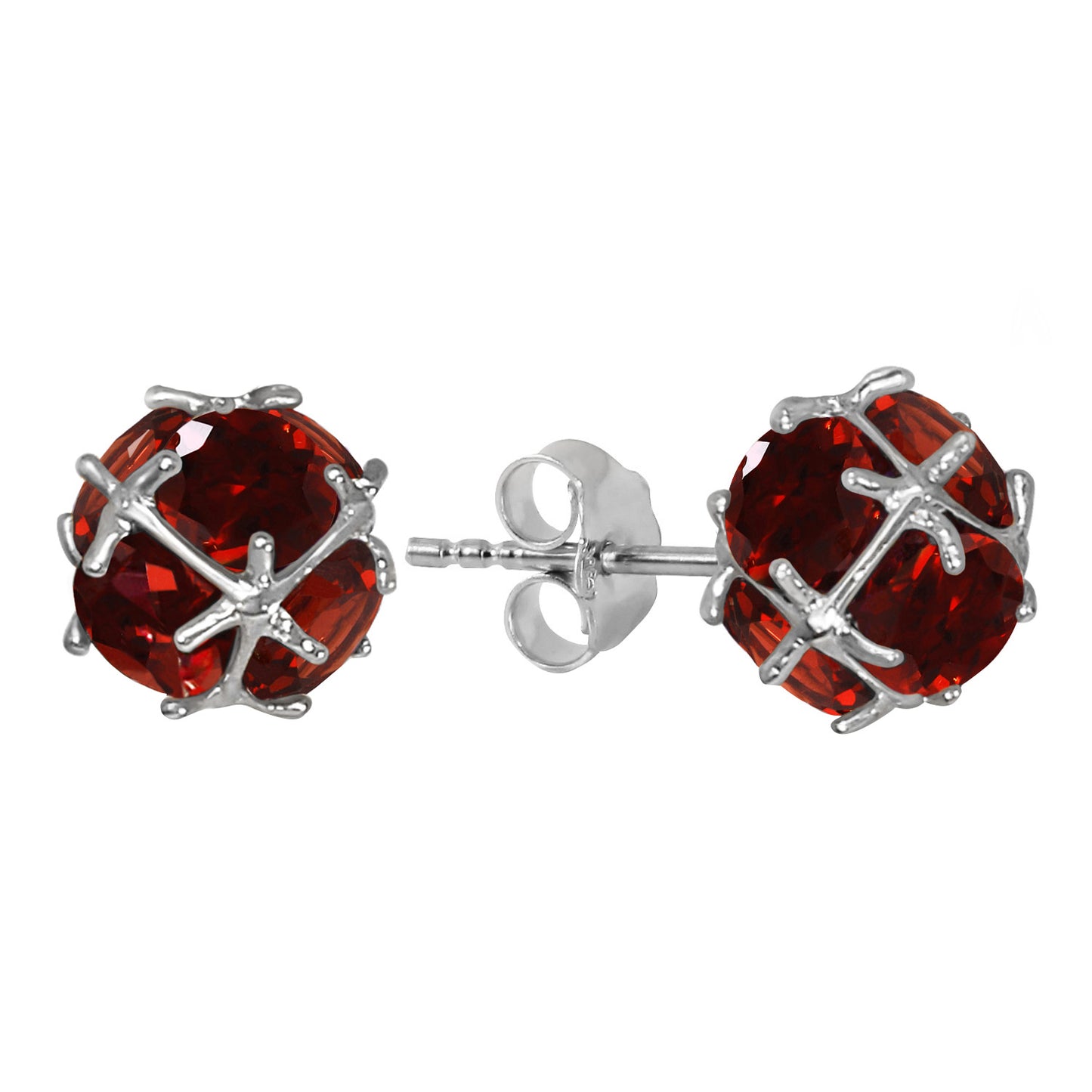 14k Solid Gold Radiant Orb Garnet Earrings