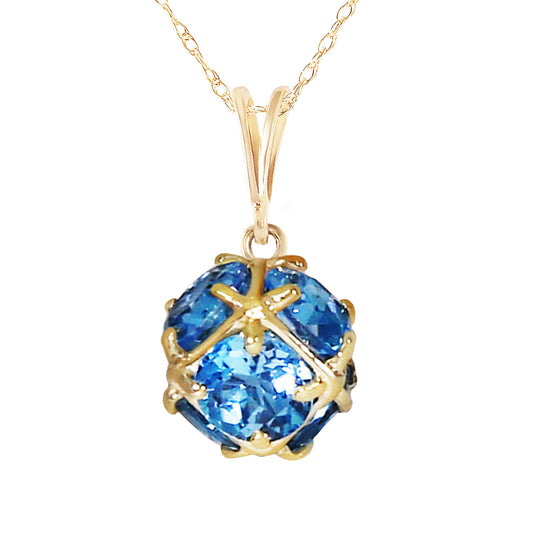 14K Solid Gold Necklace w/ Natural Blue Topaz