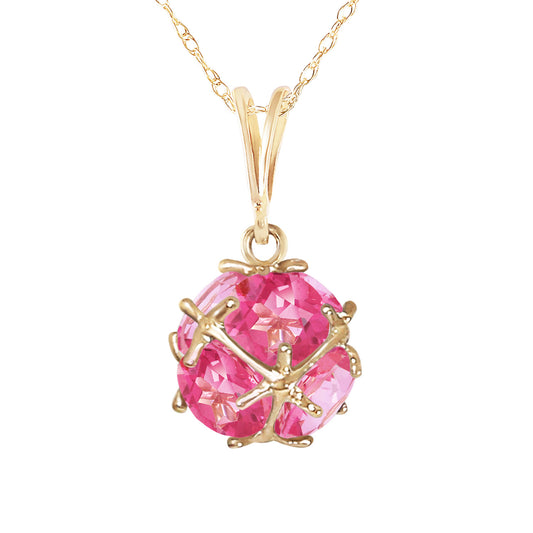 14K Solid Gold Necklace w/ Natural Pink Topaz