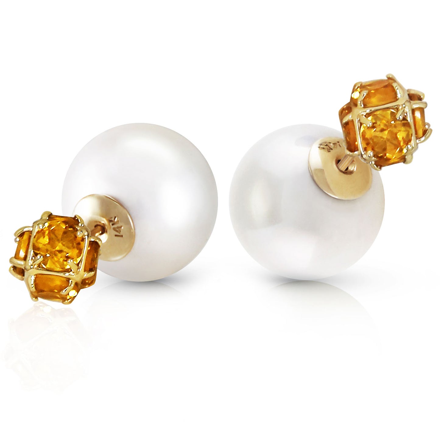 Dual Delight Pearl And Citrine Stud Earrings