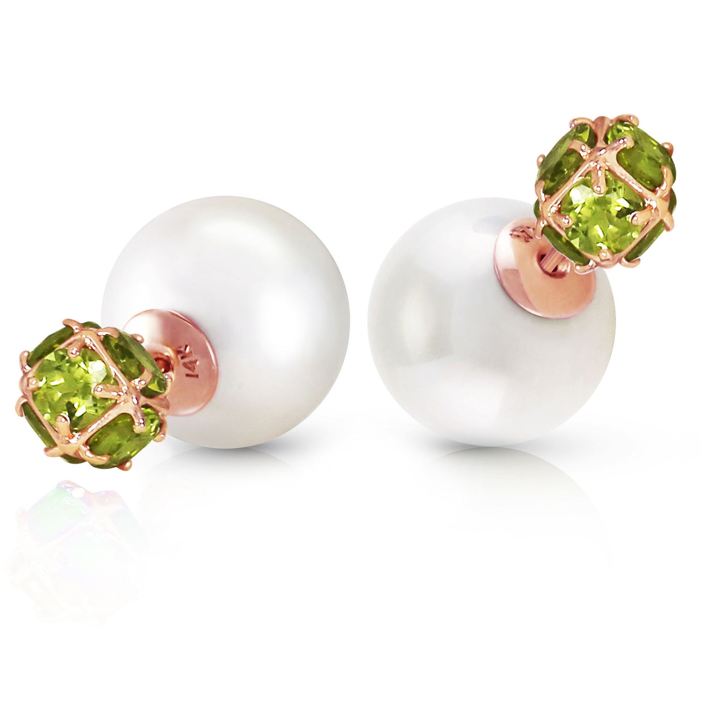 Dual Delight Pearl And Peridot Stud Earrings