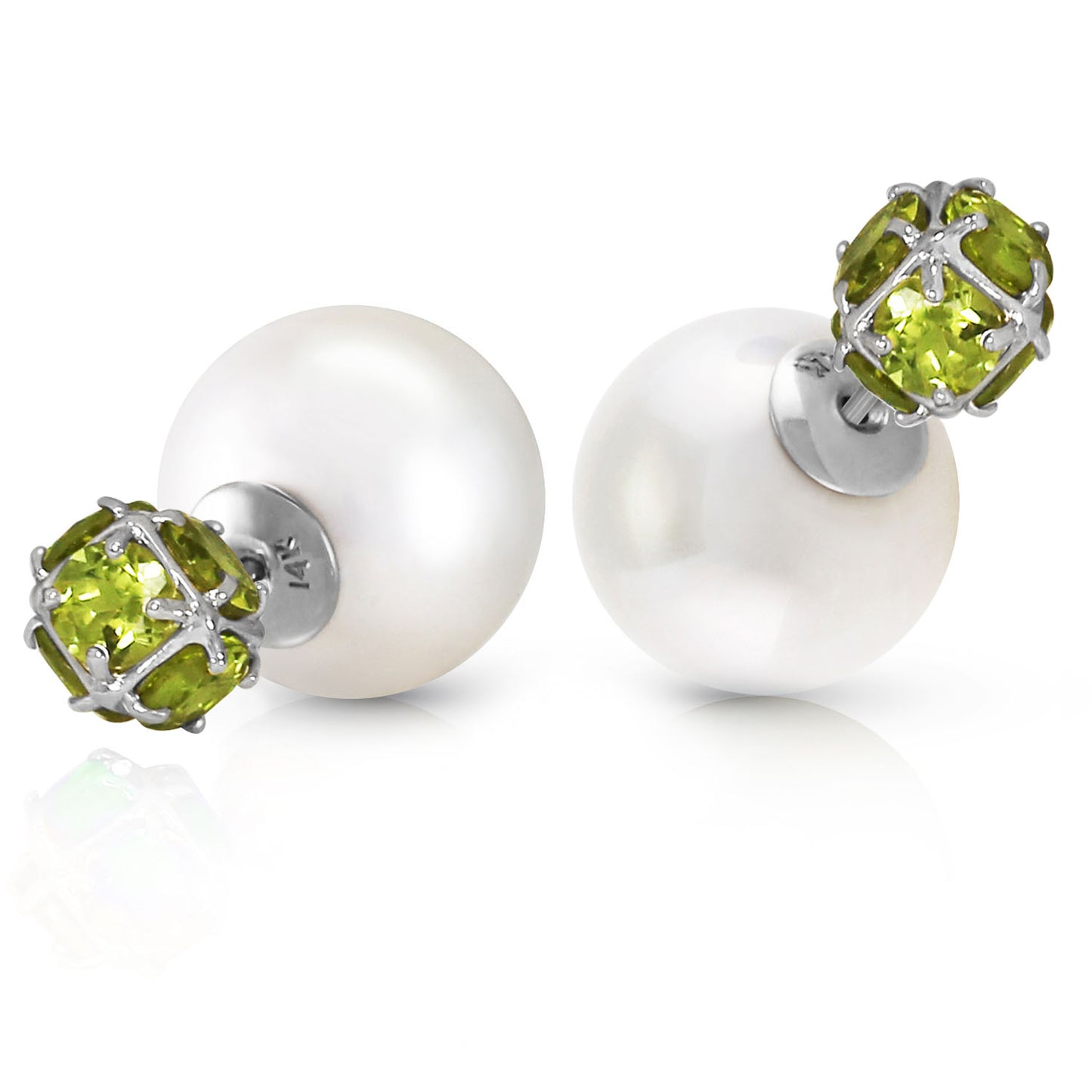 Dual Delight Pearl And Peridot Stud Earrings