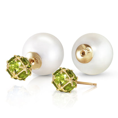 Dual Delight Pearl And Peridot Stud Earrings