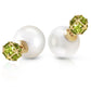 Dual Delight Pearl And Peridot Stud Earrings