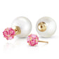 Dual Delight Pearl And Pink Topaz Stud Earrings