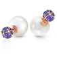 Dual Delight Pearl And Tanzanite Stud Earrings