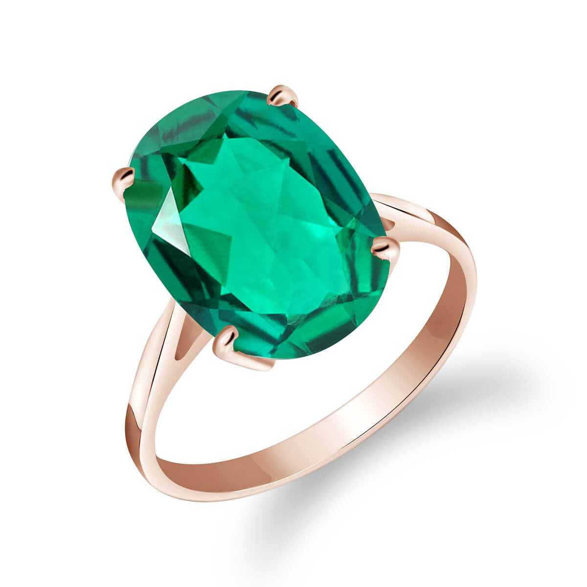 4.50 Carats 14K Solid Gold Brilliant Oval Cut Emerald Solitaire Ring