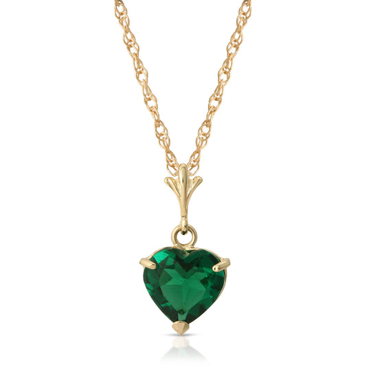 14K Solid Gold Heart Shape 1.00 ctw High Polished Genuine Emerald