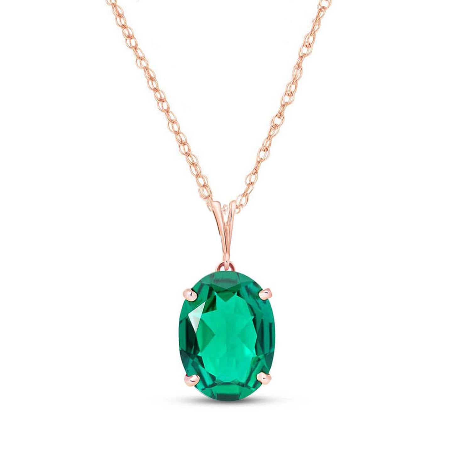 14K Solid Gold Necklace With Oval Shape 4.5 ctw Emerald