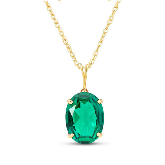 14K Solid Gold Necklace With Oval Shape 4.5 ctw Emerald
