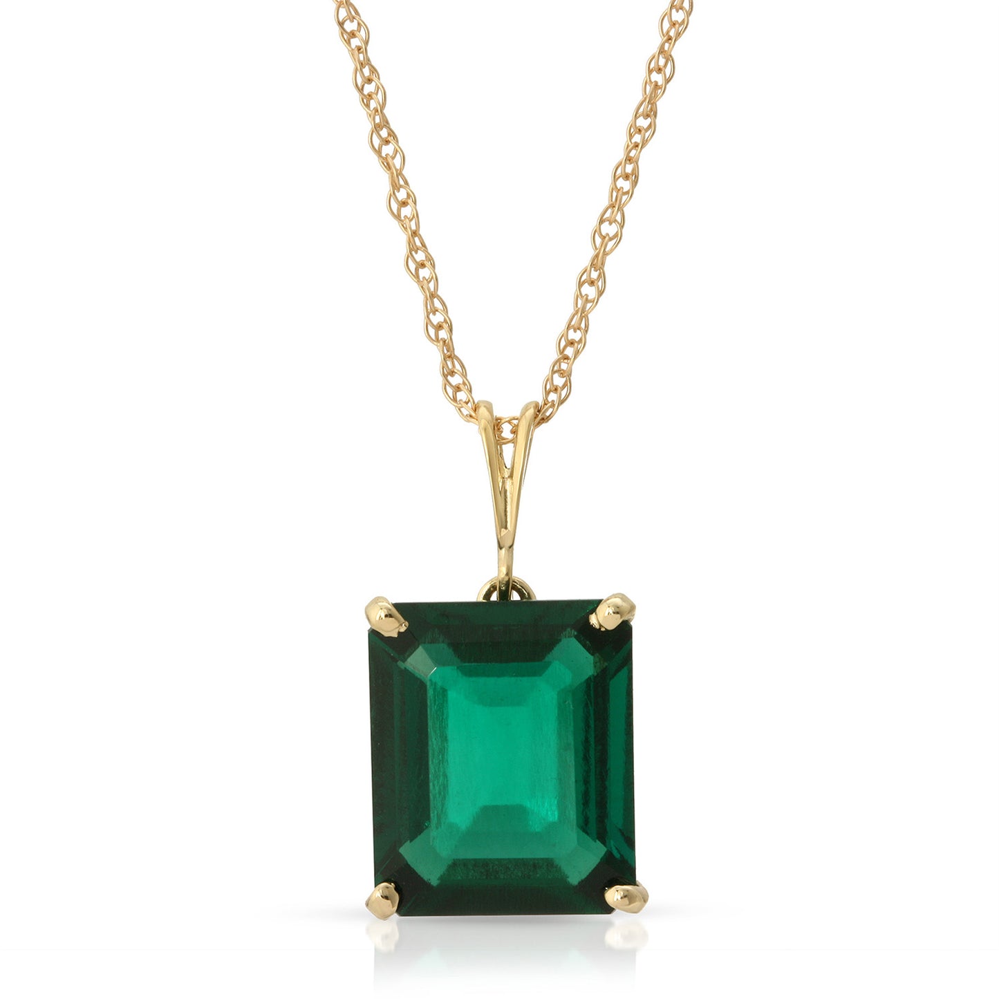 14K Solid Gold Necklace With Octagon Shape 4.5 Carat Emerald