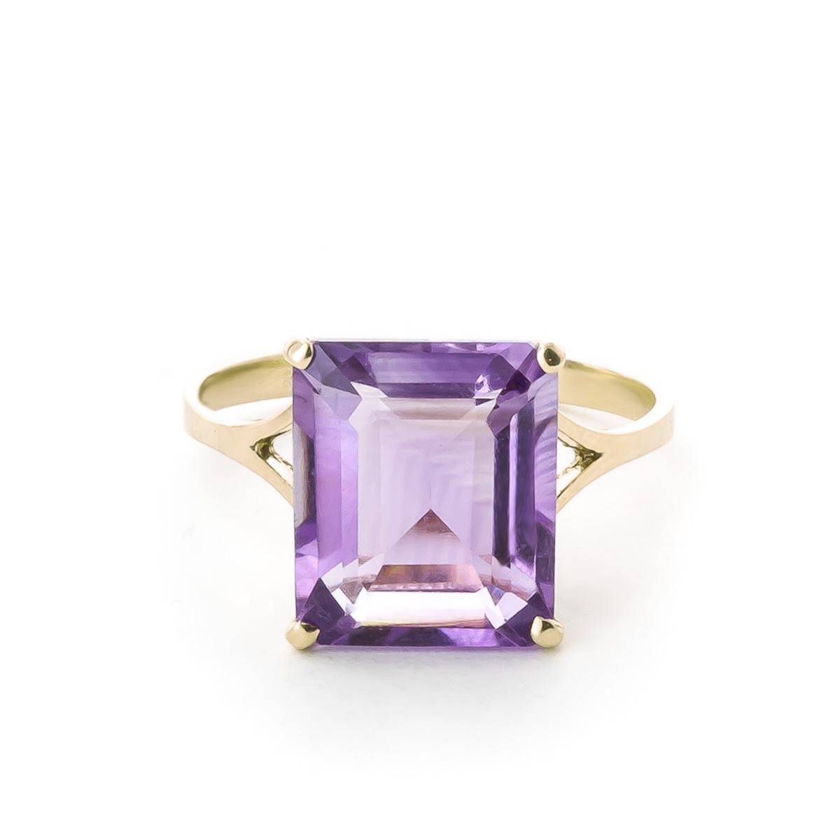 6.5 Carat 14K Solid Yellow Gold Ring Natural Octagon Purple Amethyst