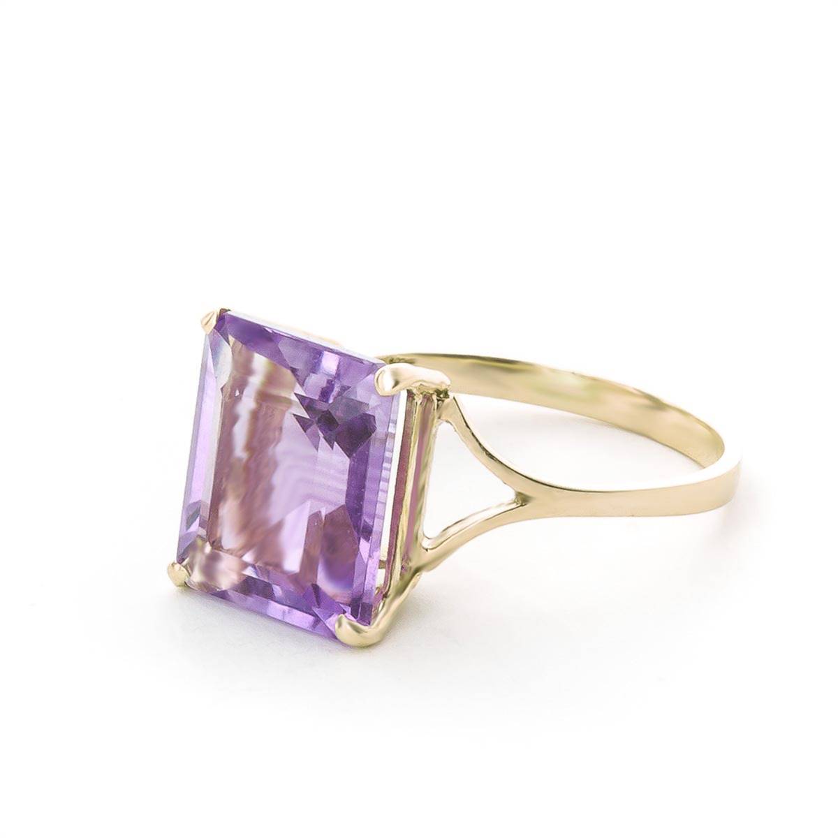 6.5 Carat 14K Solid Yellow Gold Ring Natural Octagon Purple Amethyst