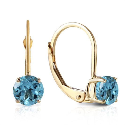 1.2 Carat 14K Solid Yellow Gold Iris Blue Topaz Earrings