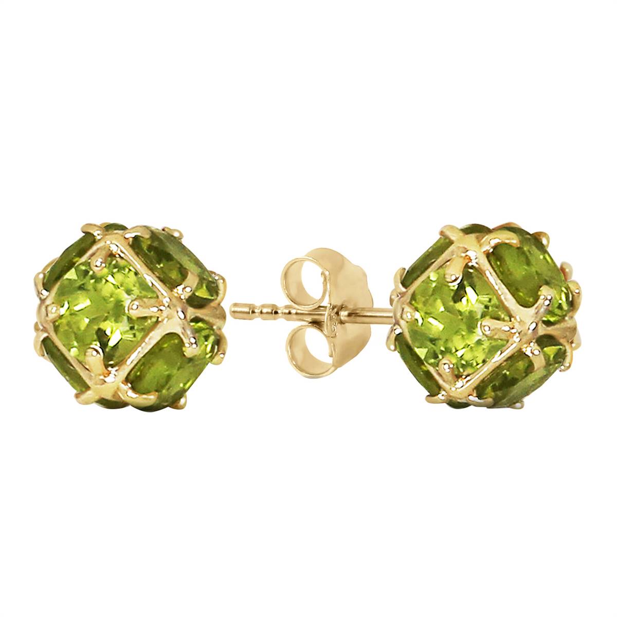 14K Solid Yellow Gold Stud Earrings w/ Natural Peridots