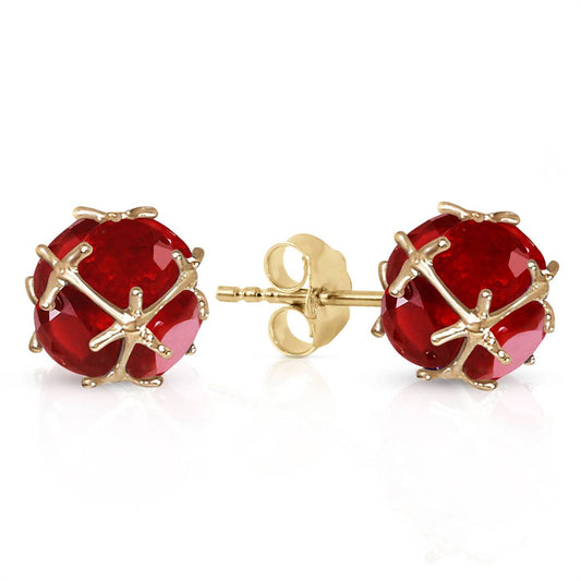 14K Solid Yellow Gold Stud Earrings w/ Natural Rubies