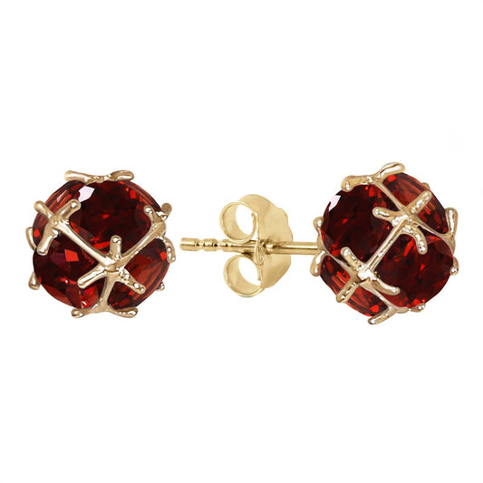 14K Solid Yellow Gold Stud Earrings w/ Natural Garnets